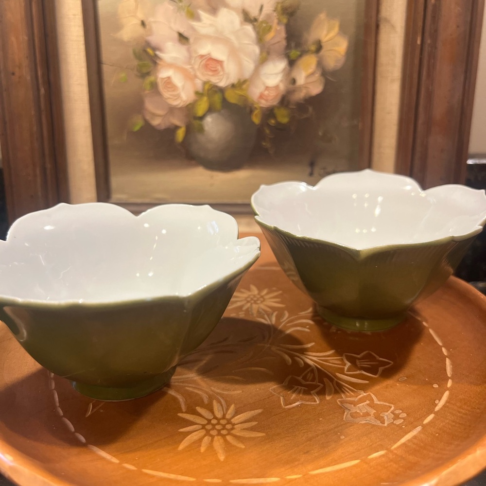 VTG Japanese Lotus Rice Bowls (x2)